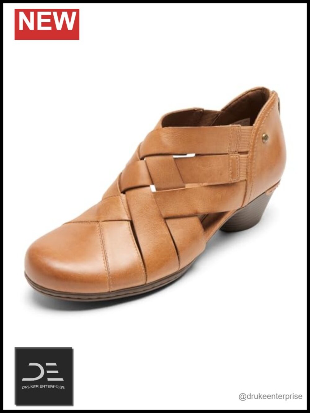 Woven Slip On Bootie with Arch Support - Leather, Lightweight, Pull-On